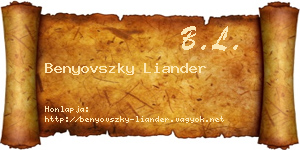 Benyovszky Liander névjegykártya